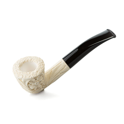 Altinay Bebek Carved Meerschaum Pipe Horn Black