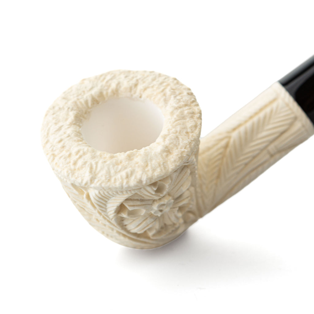 Altinay Bebek Carved Meerschaum Pipe Horn Black