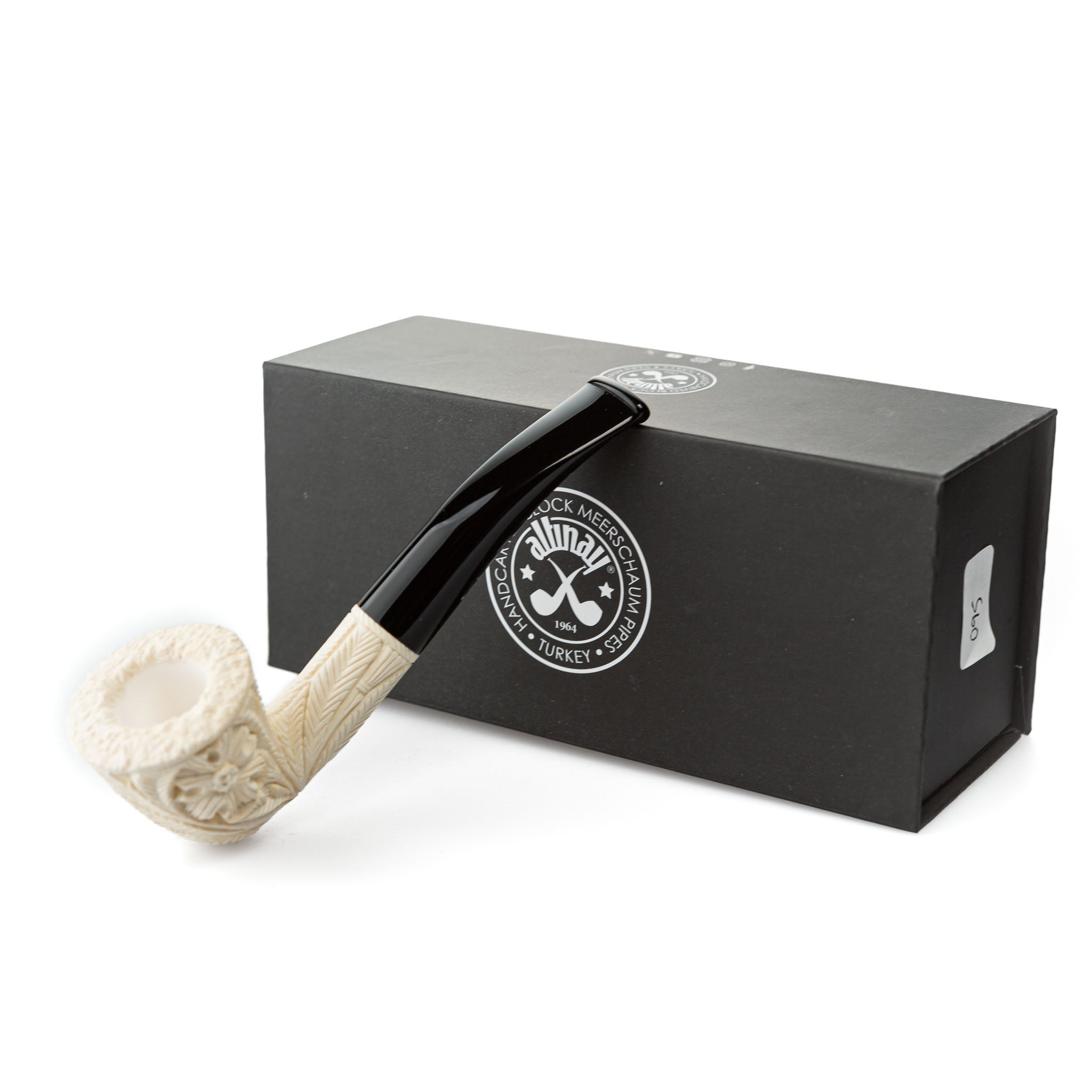 Altinay Bebek Carved Meerschaum Pipe Horn Black