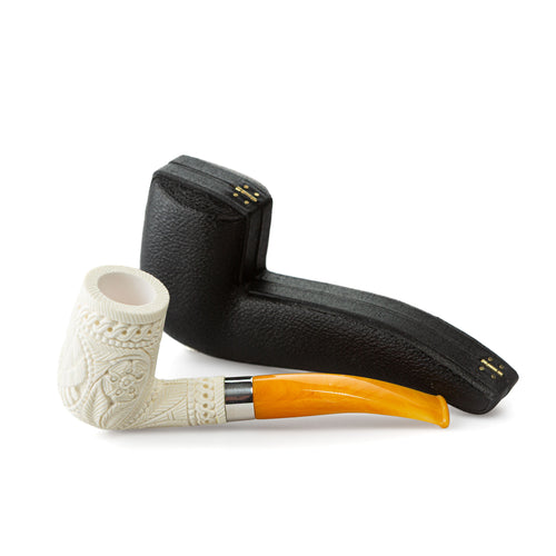 Altinay Meerschaumpfeife Amber Silver Half-Bent Dublin