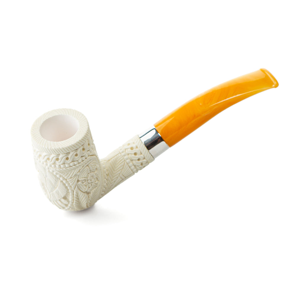 Altinay Meerschaumpfeife Amber Silver Half-Bent Dublin