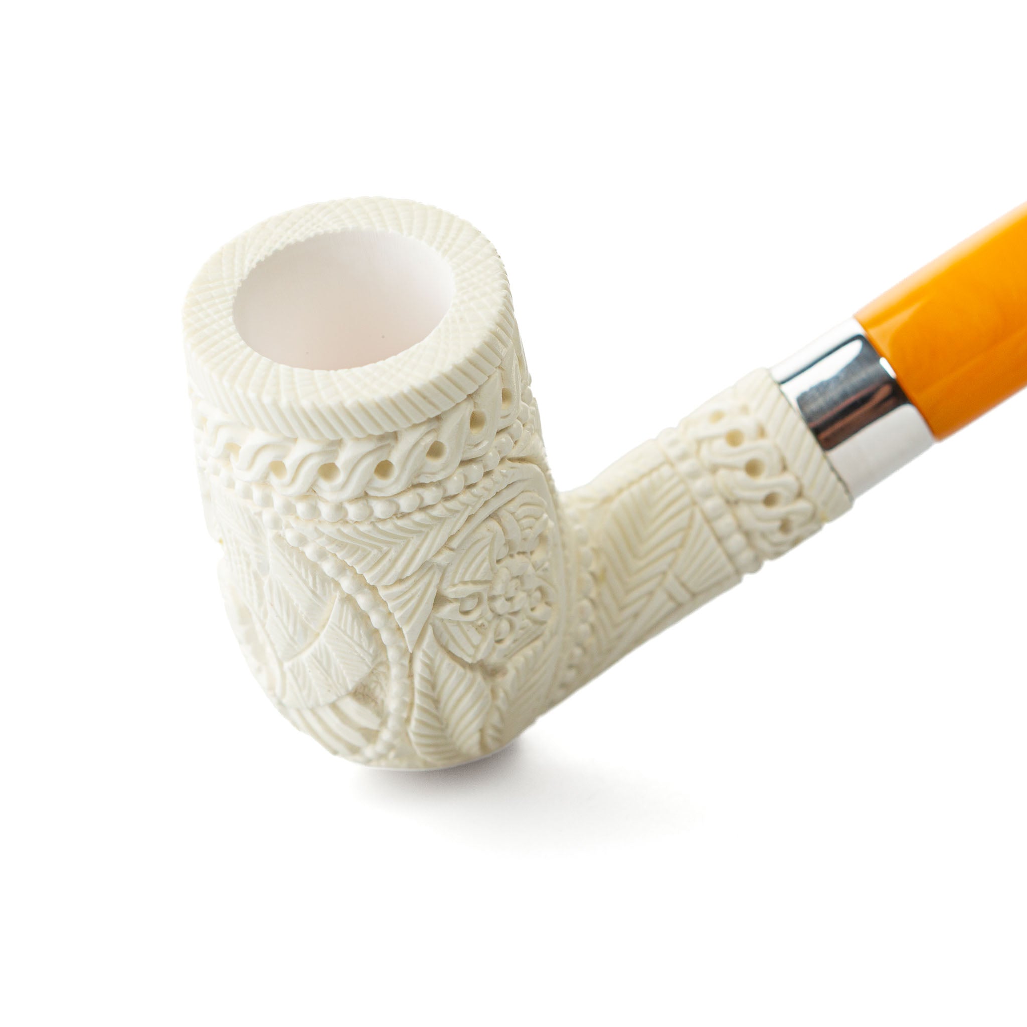 Altinay Meerschaumpfeife Amber Silver Half-Bent Dublin