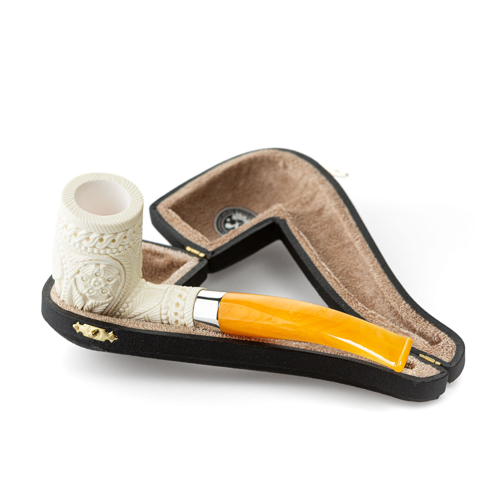 Altinay Meerschaumpfeife Amber Silver Half-Bent Dublin