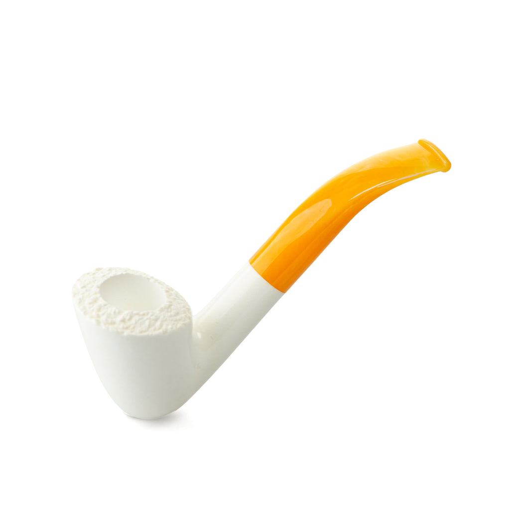 Altinay Orta Boy Düz Meerschaum Pipe Bent Amber Horn