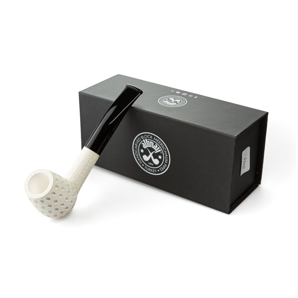 Altinay Orta Boy Meerschaum Pipe Carved Dublin Black