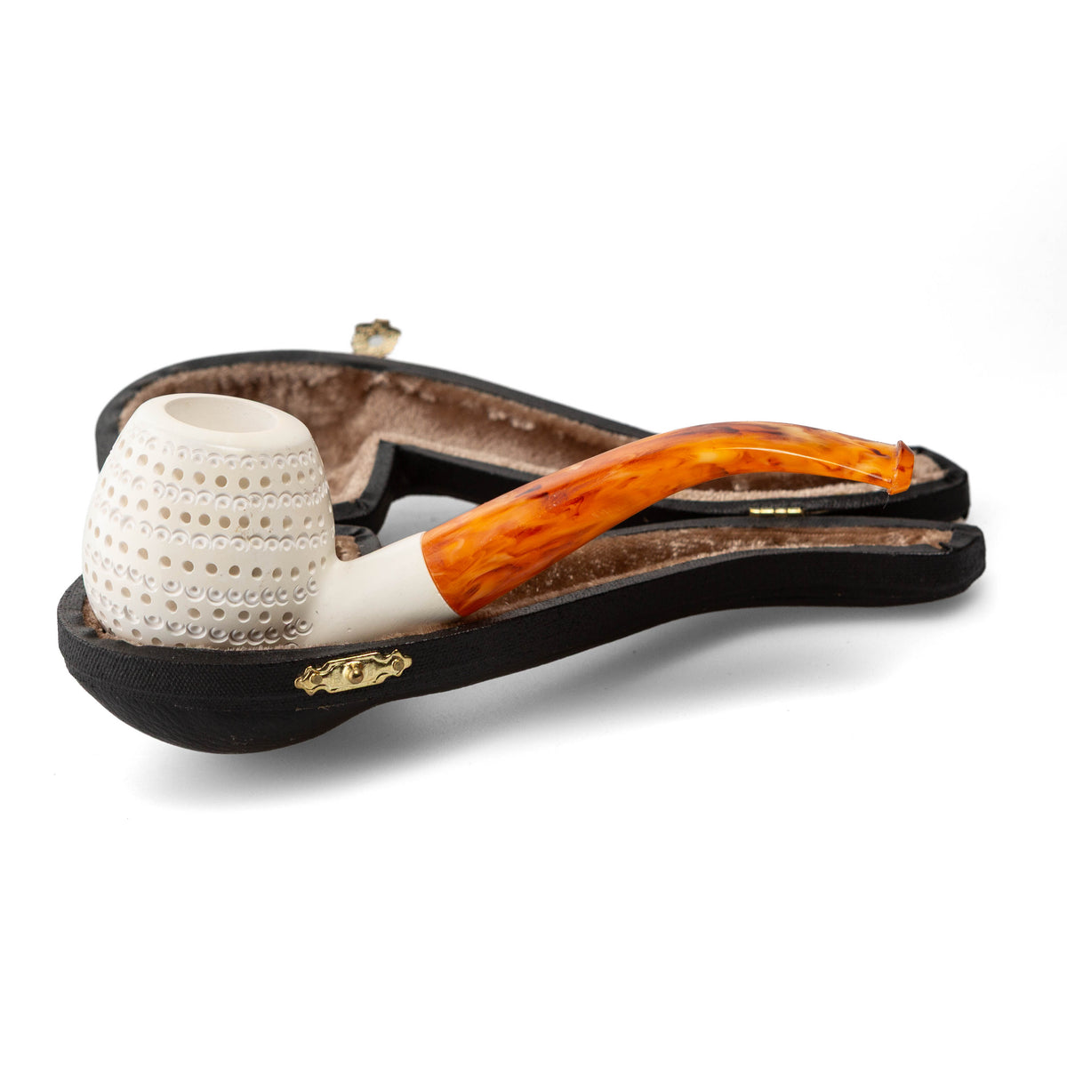Meerschaum Pipe Havali Lületasi Islemeli Half-Bent Apple