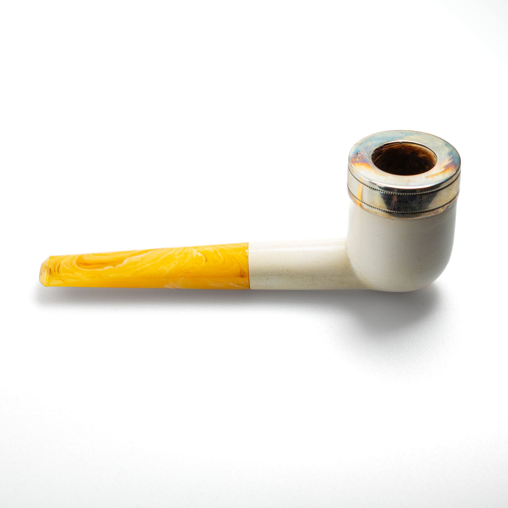 Meerschaumpfeife Billard Silberrand