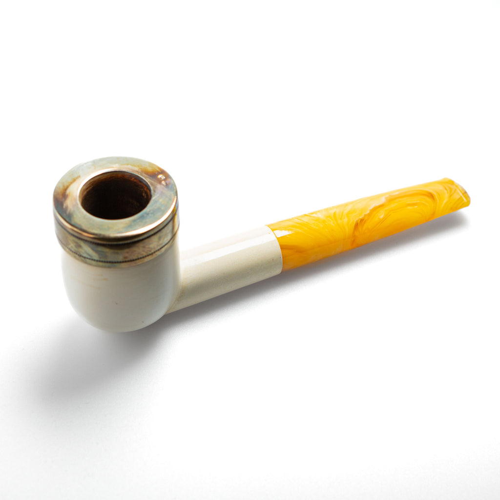 Meerschaumpfeife Billard Silberrand