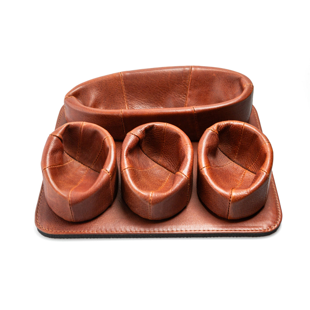 Pfeifenständer Leder Braun 3+1