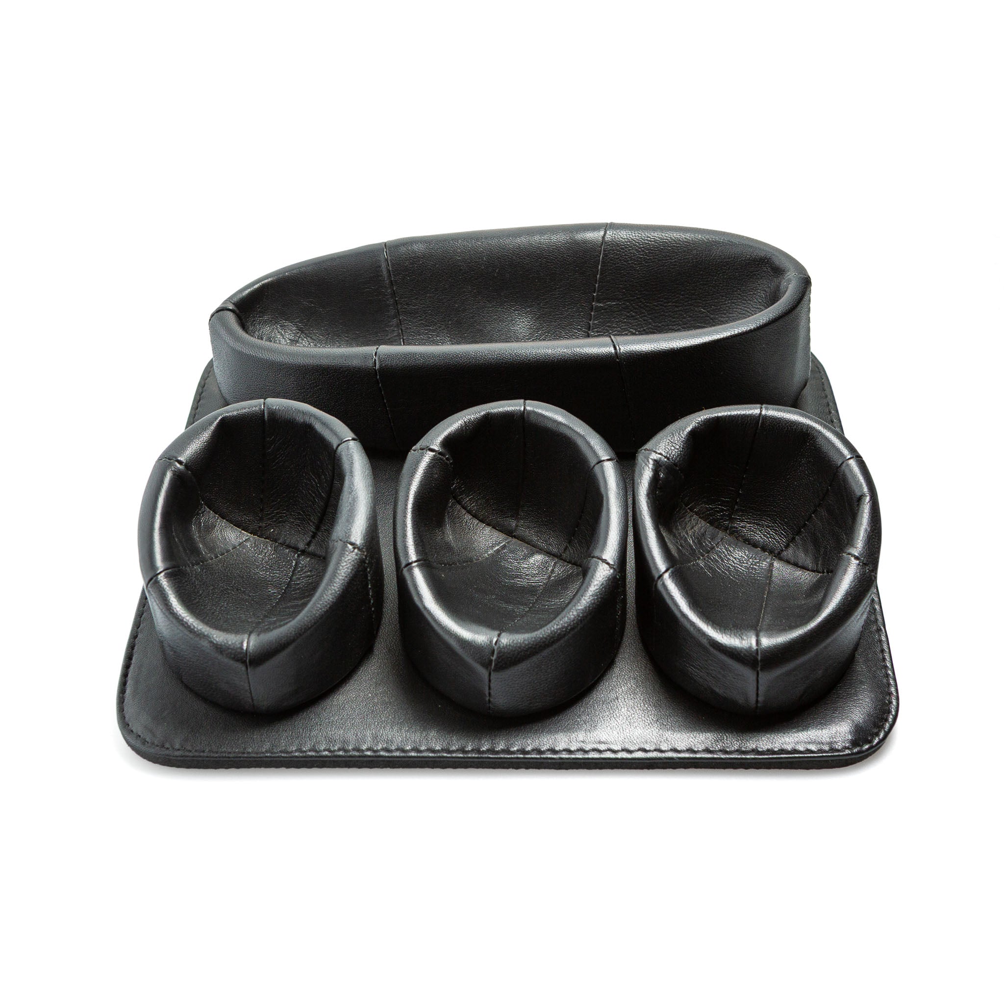 Pfeifenständer Leder Schwarz 3+1
